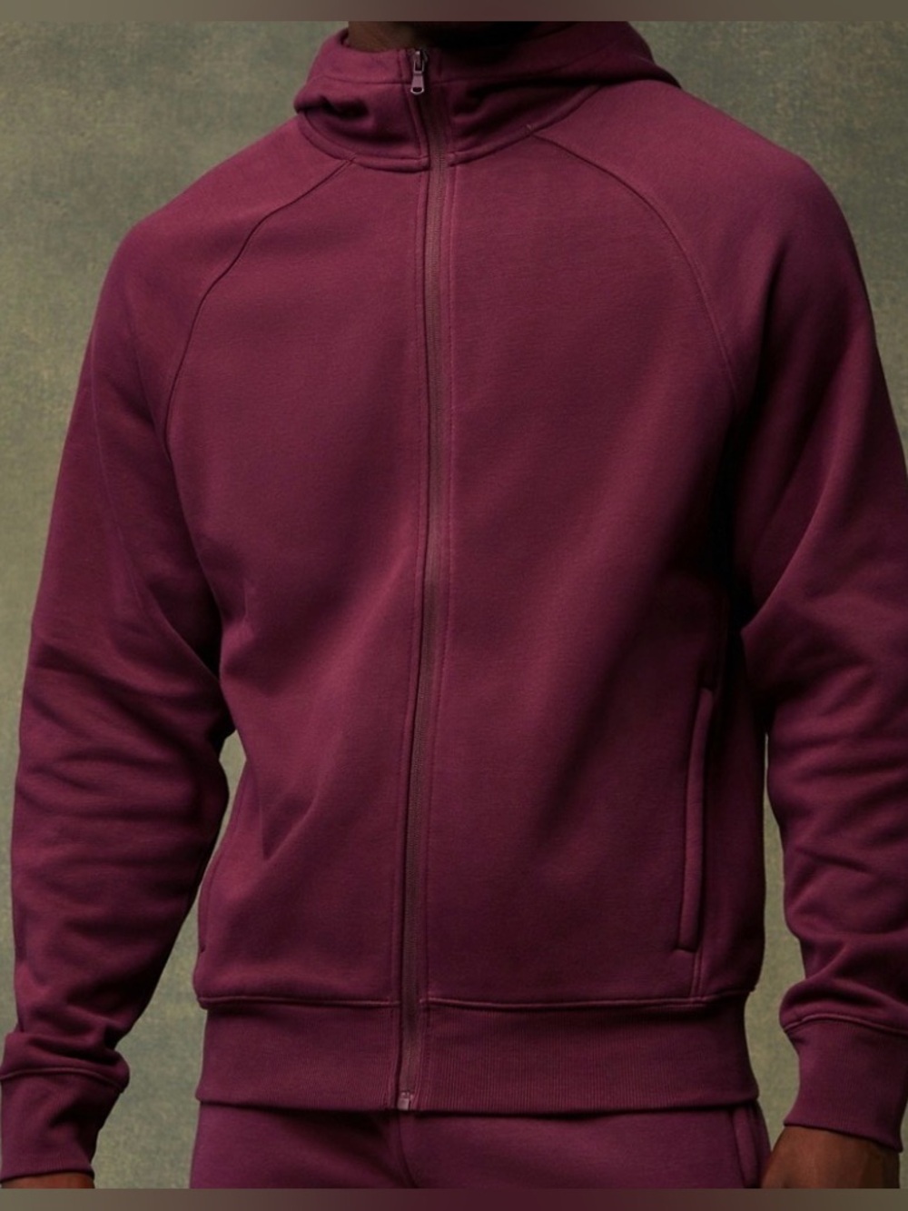 NWT Fabletics The Go-To Mens merlot color Full Zip Hoodie Size Large